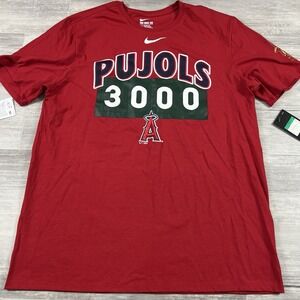 NIKE TEE MLB LOS ANGELES ANGELS PUJOLS 3000th HIT RED GRAPHIC T-SHIRT XL NWT